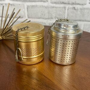 Vintage Gold and Silver Metal Loose Leaf Tea Strainers